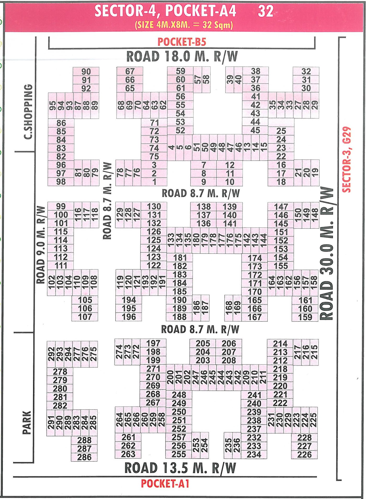 Pocket A4 pocket layout map
