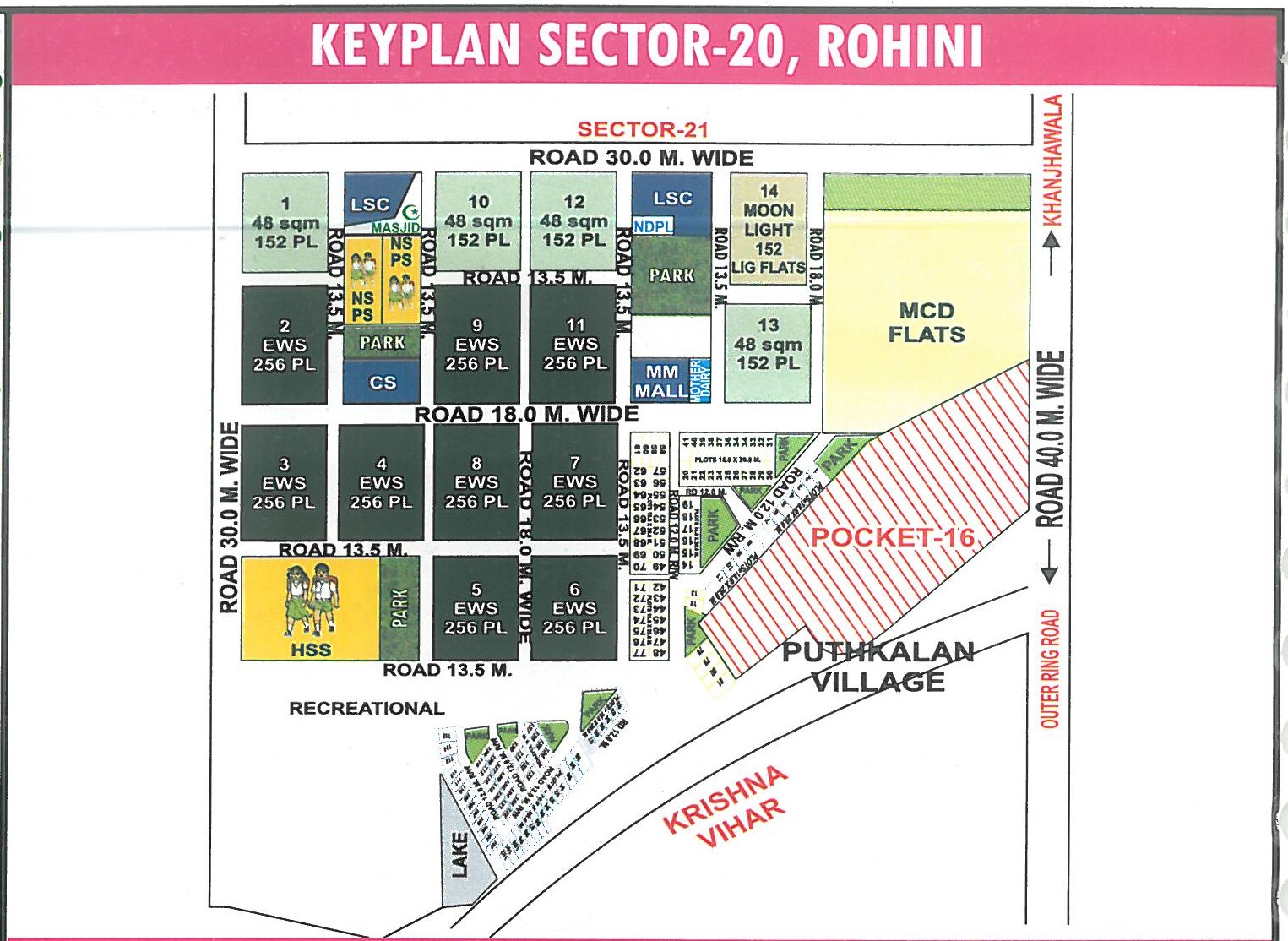 Sector 20 Rohini layout map - plot pocket plan