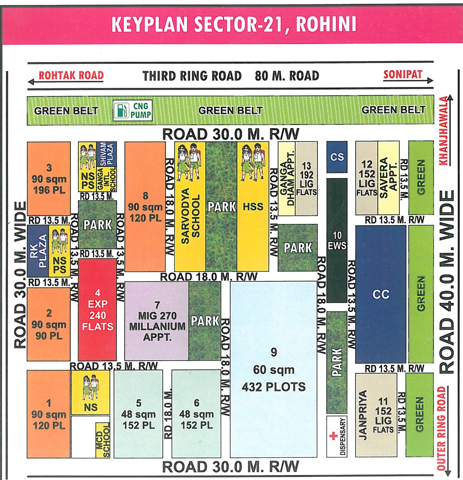 Sector 21 Rohini layout map - plot pocket plan
