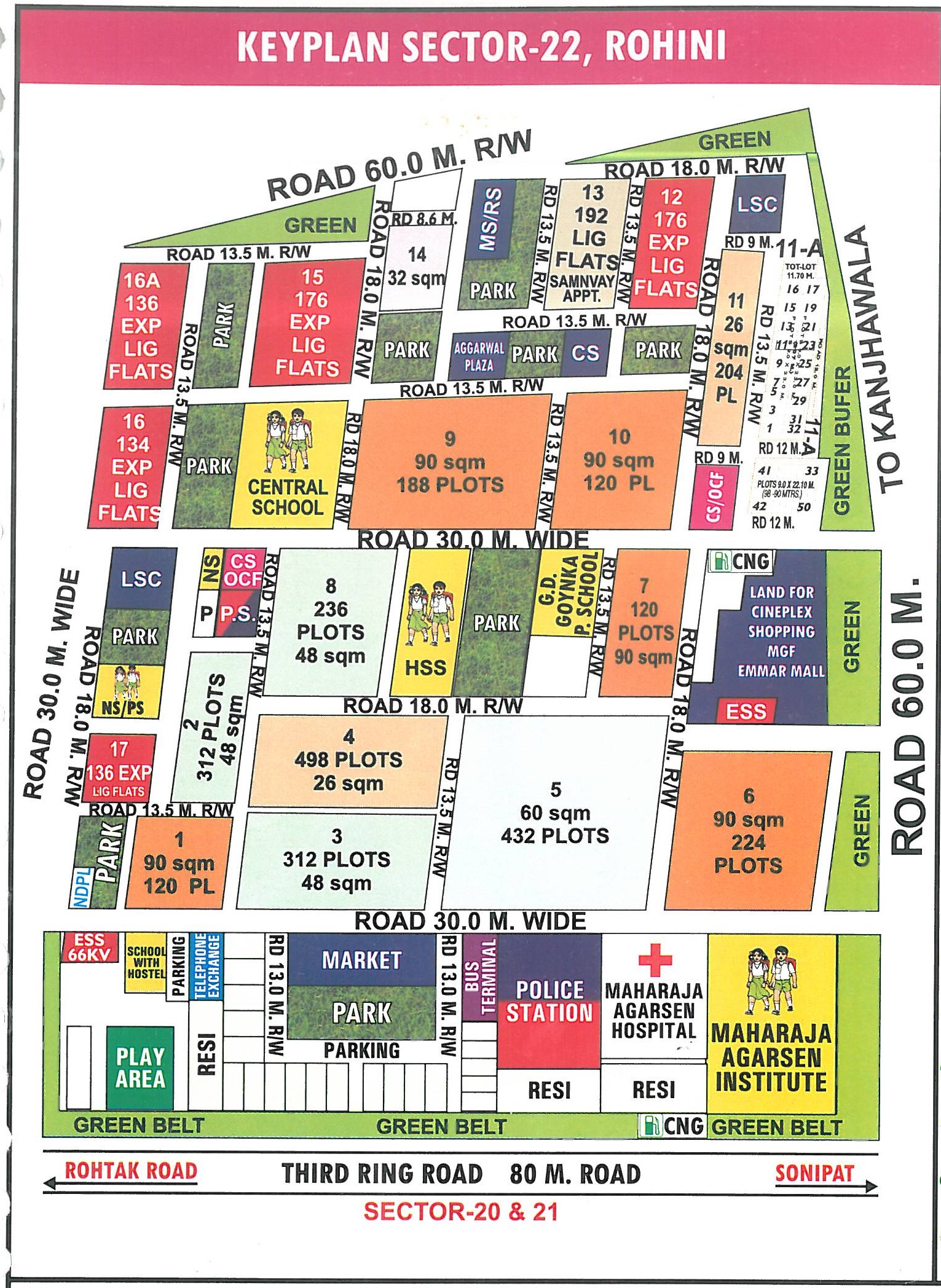 Sector 22 Rohini layout map - plot pocket plan