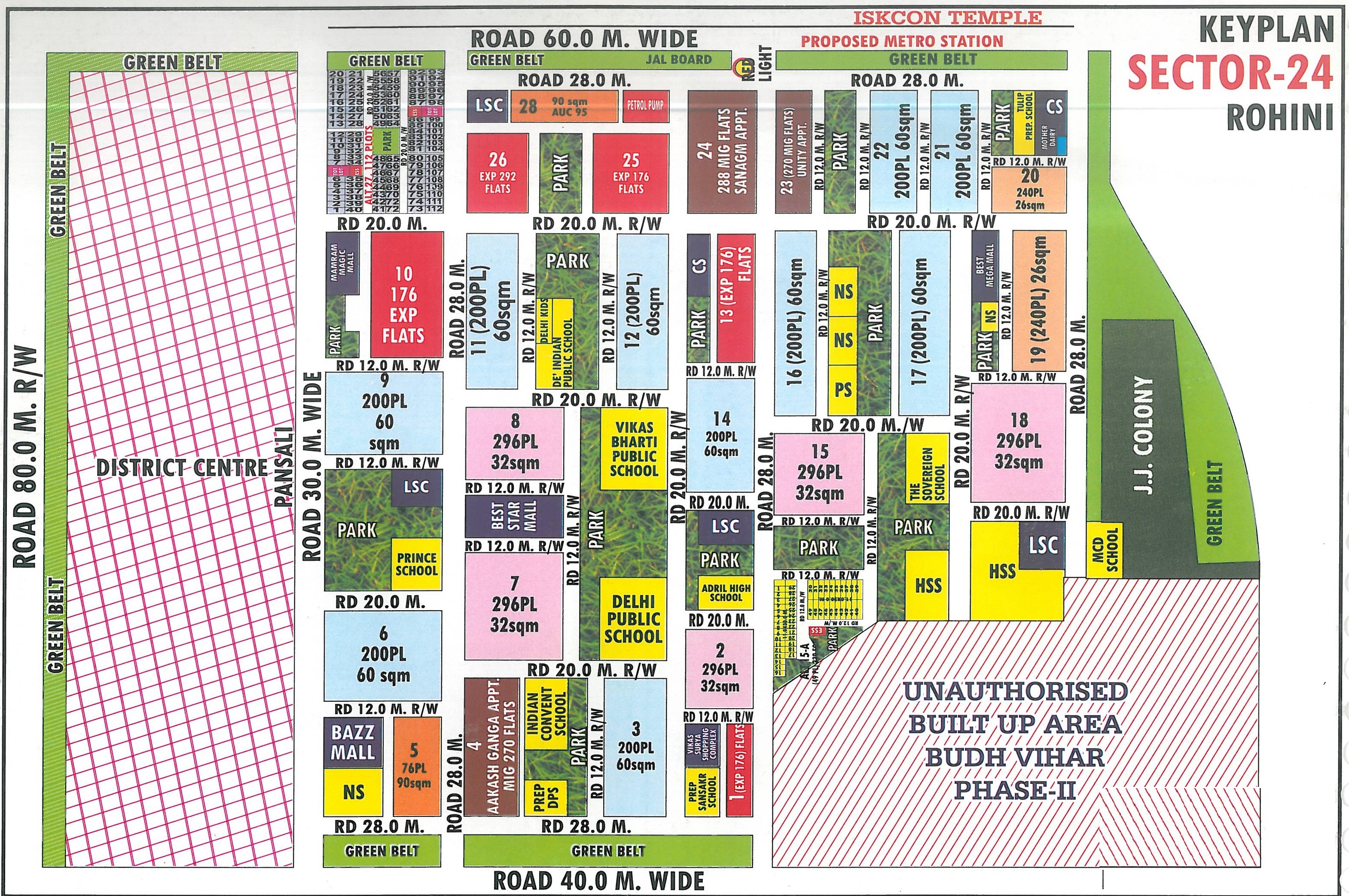 Sector 24 Rohini layout map - plot pocket plan