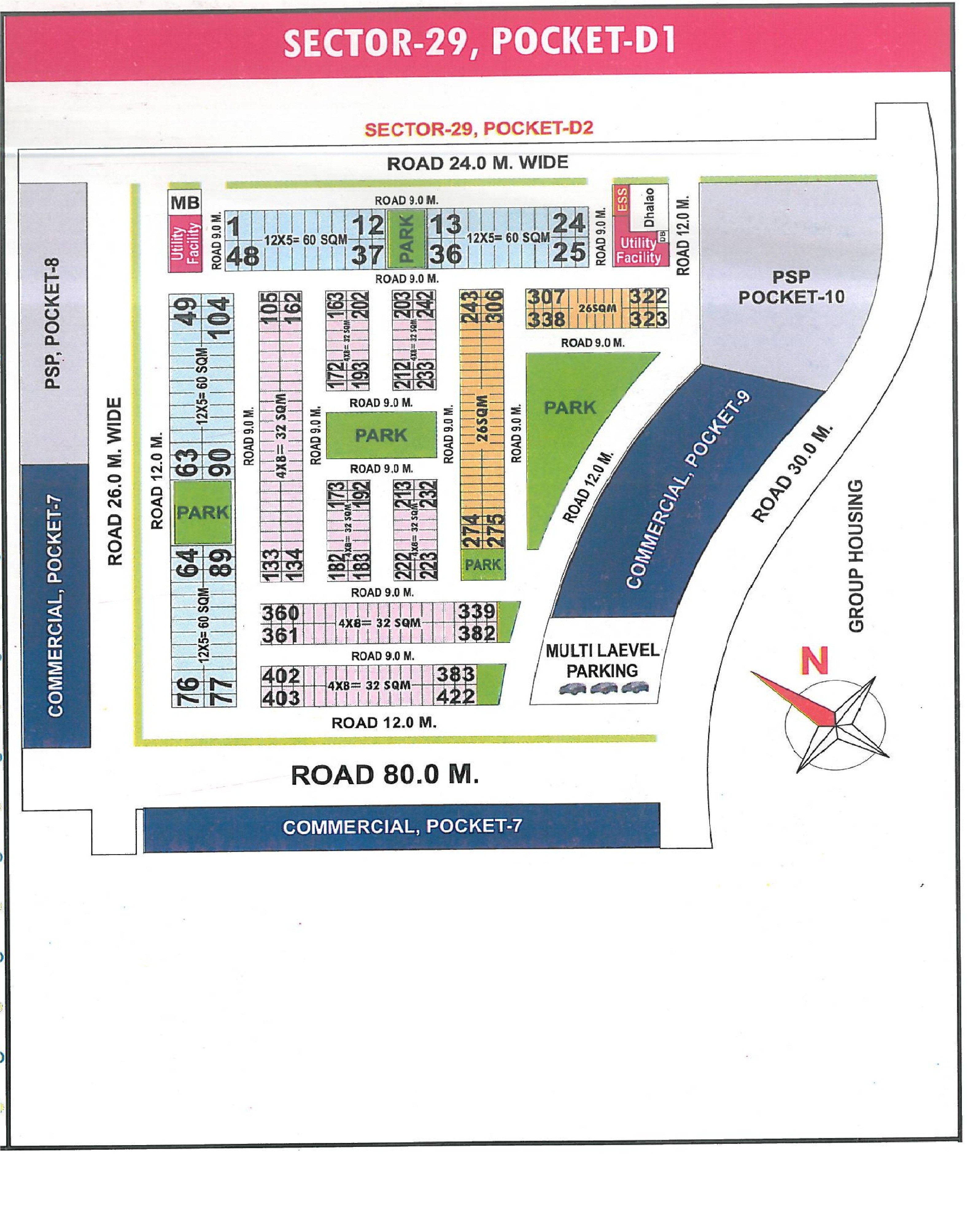 Pocket D1 pocket layout map