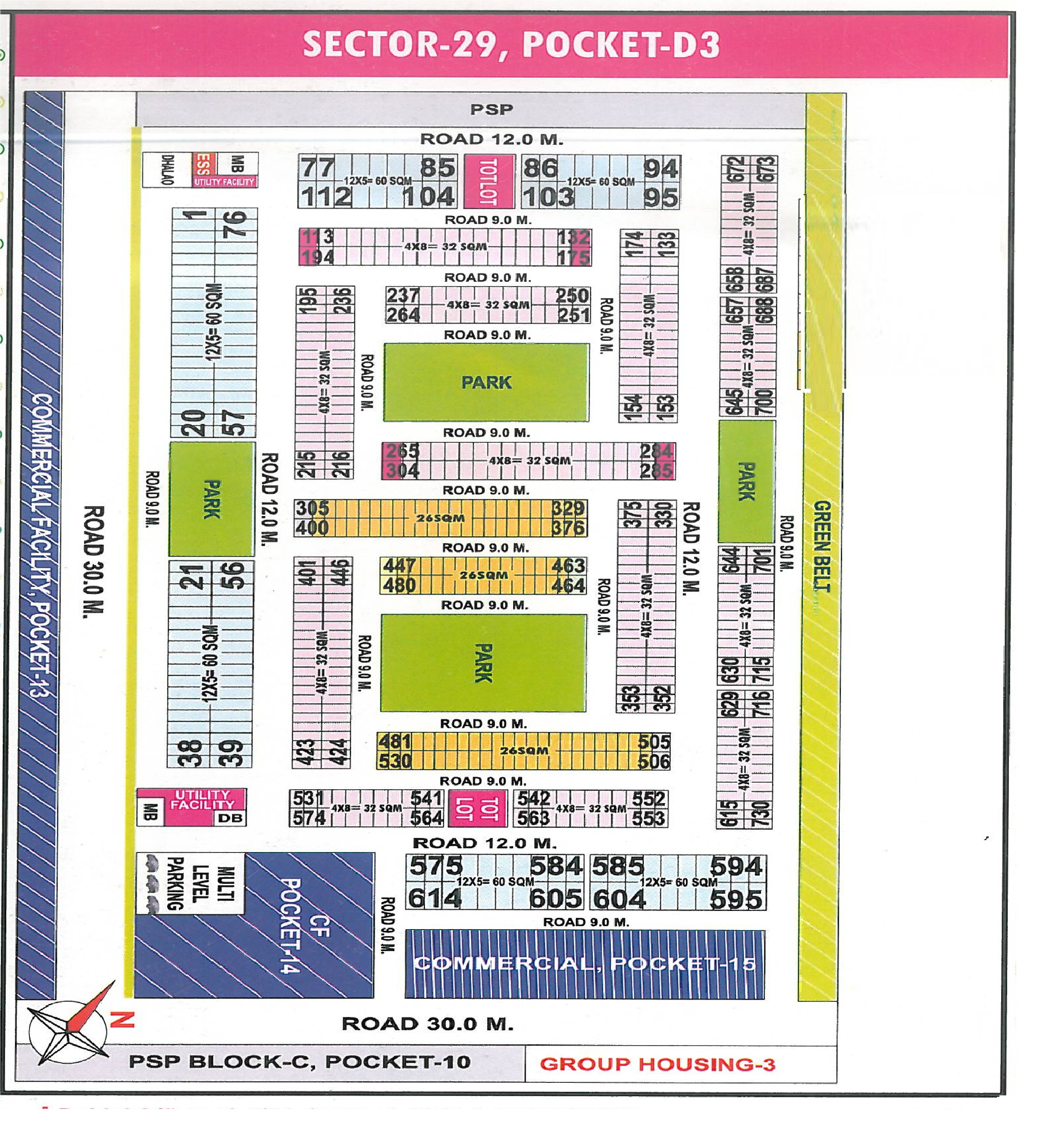 Pocket D3 pocket layout map