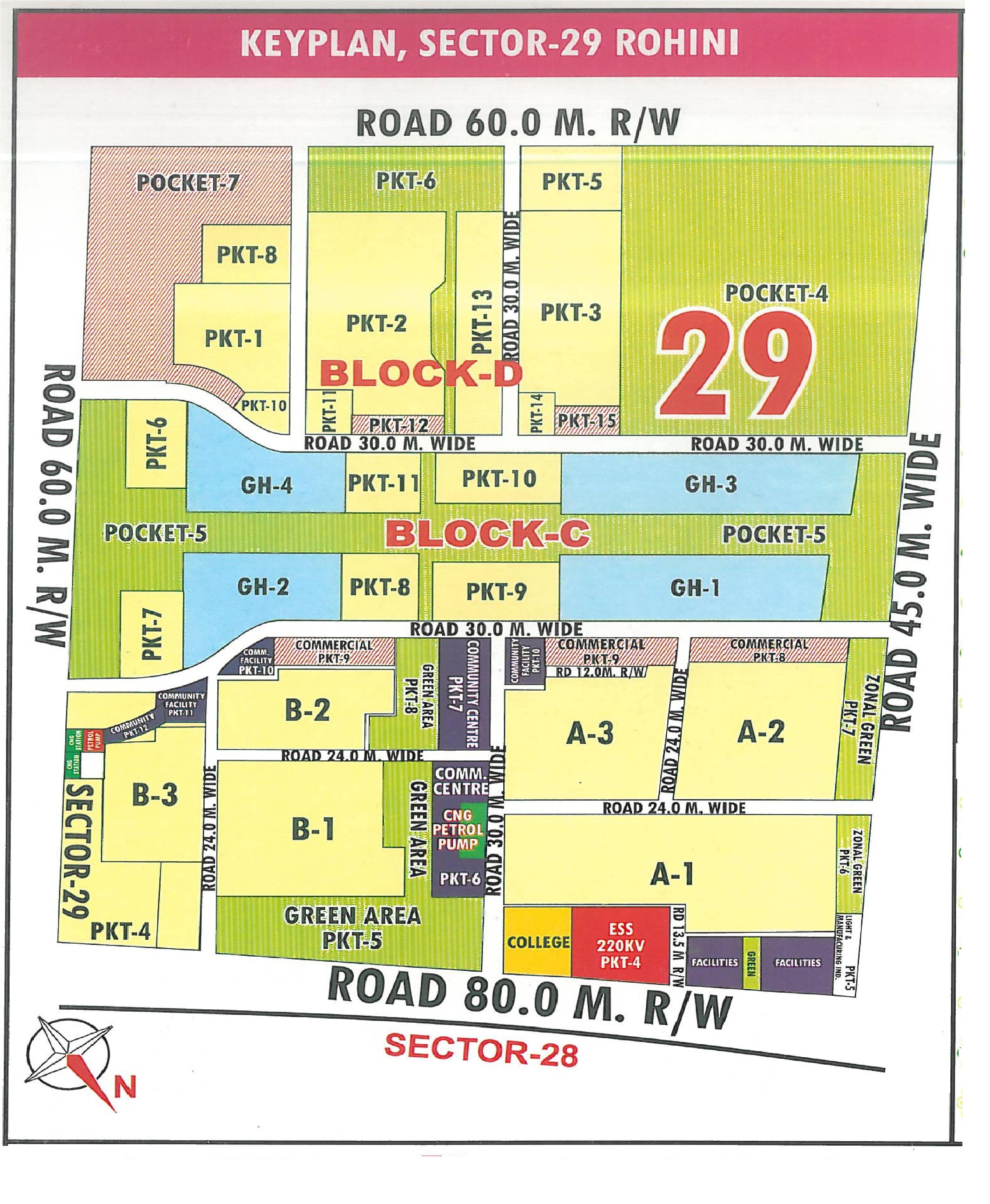 Sector 29 Rohini layout map - plot pocket plan