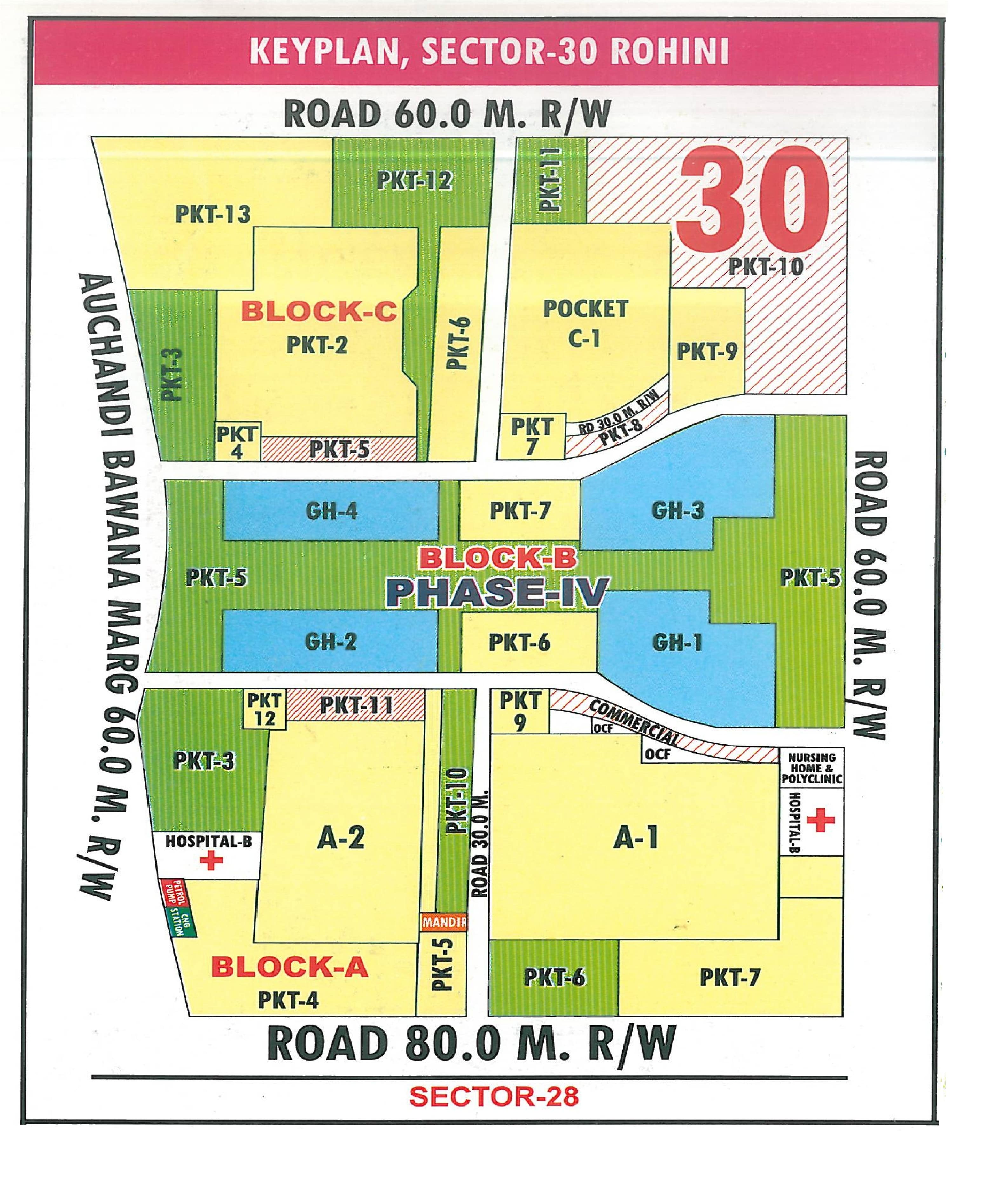 Sector 30 Rohini layout map - plot pocket plan