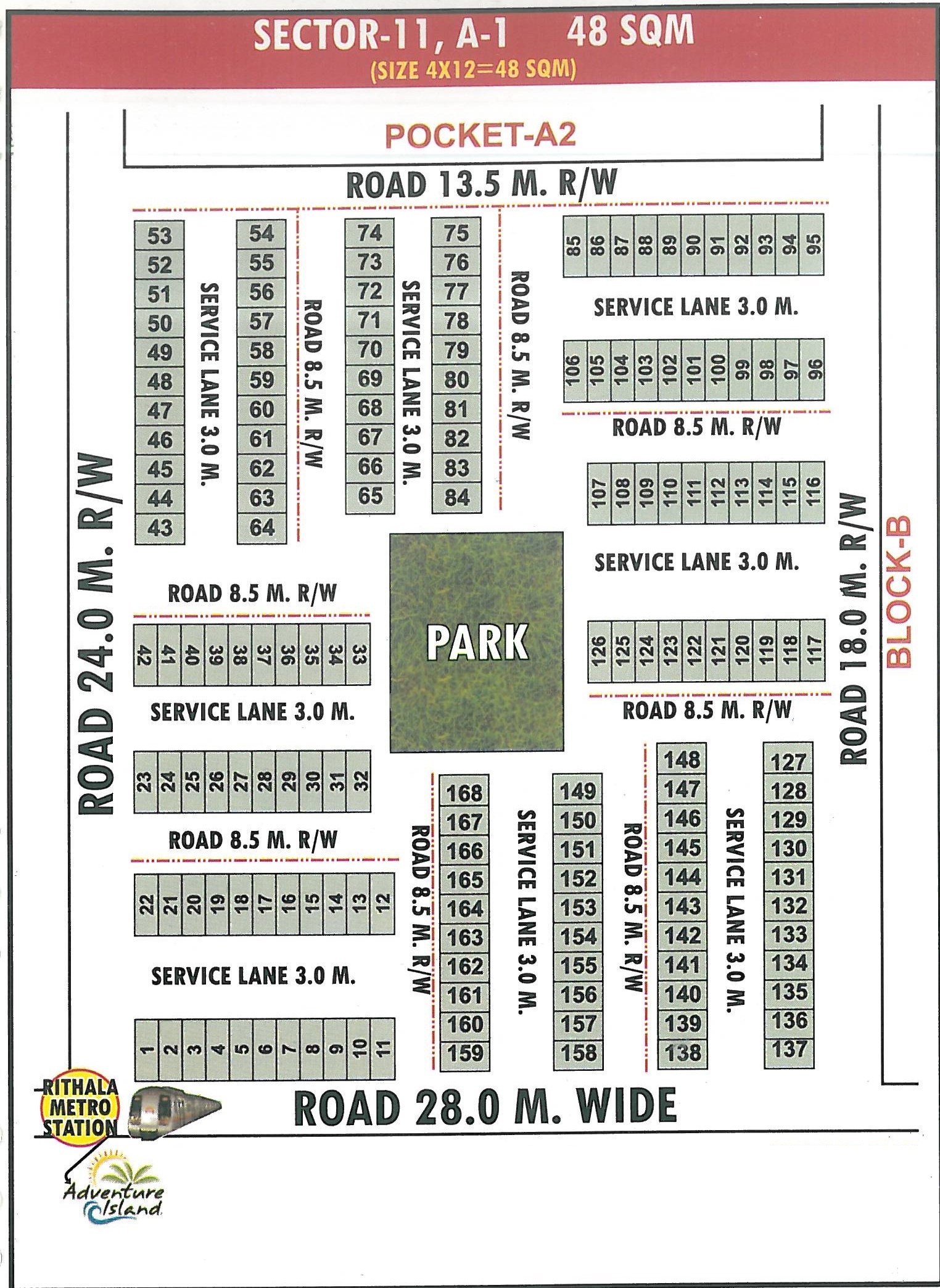 Pocket A1 pocket layout map