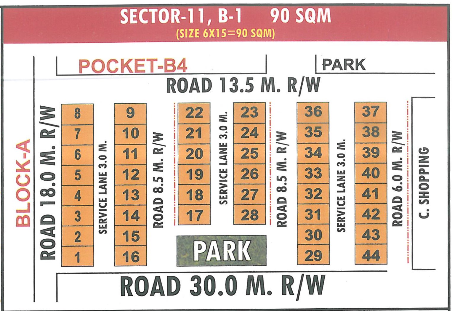 Pocket B1 pocket layout map