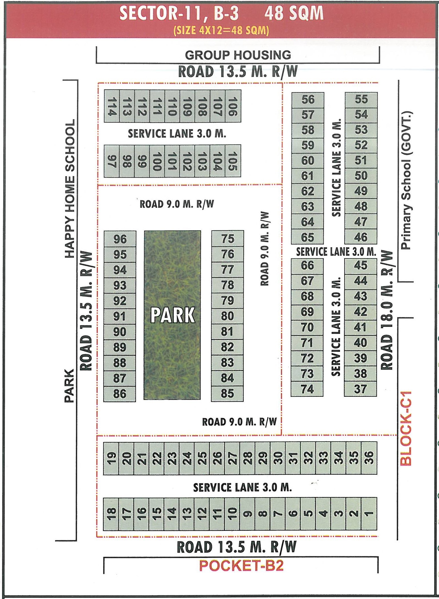 Pocket B3 pocket layout map