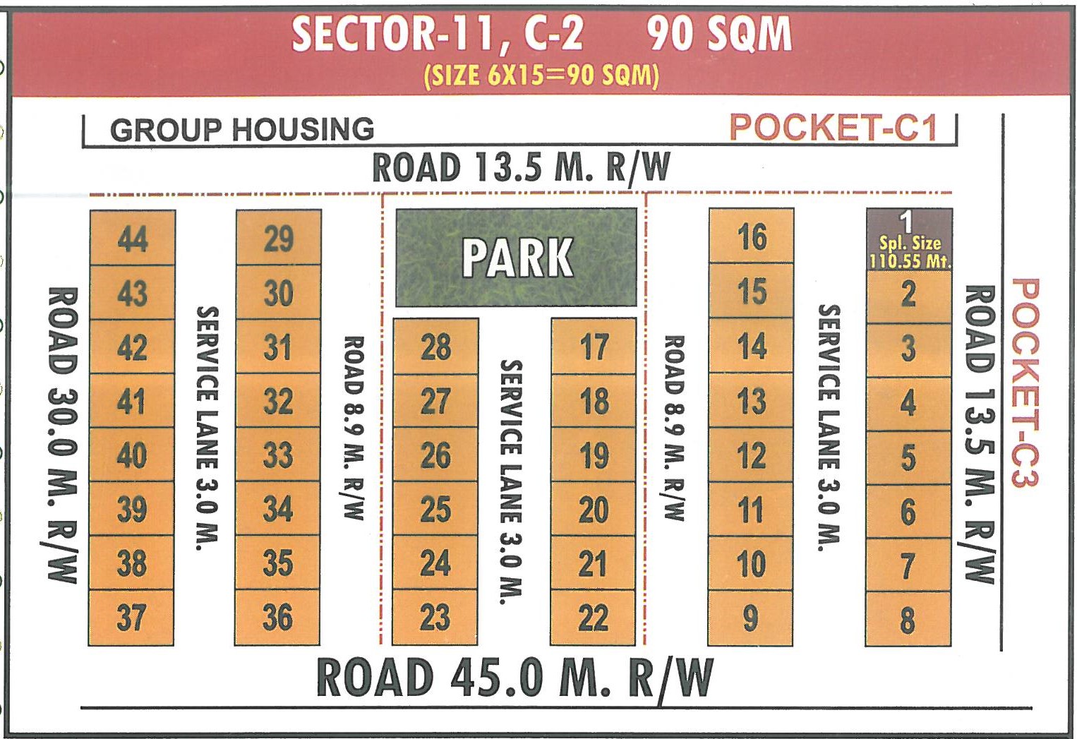 Pocket C2 pocket layout map