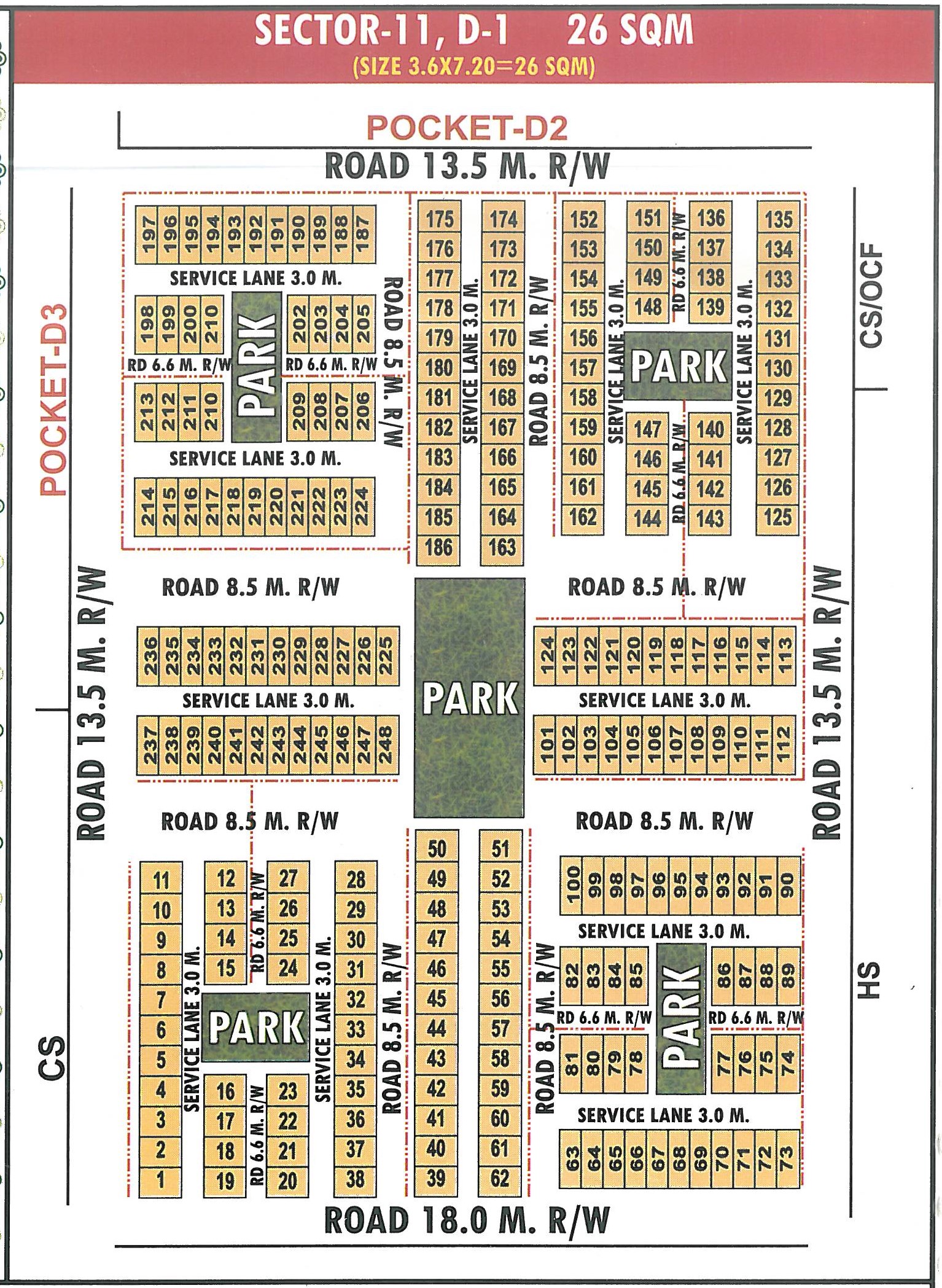 Pocket D1 pocket layout map