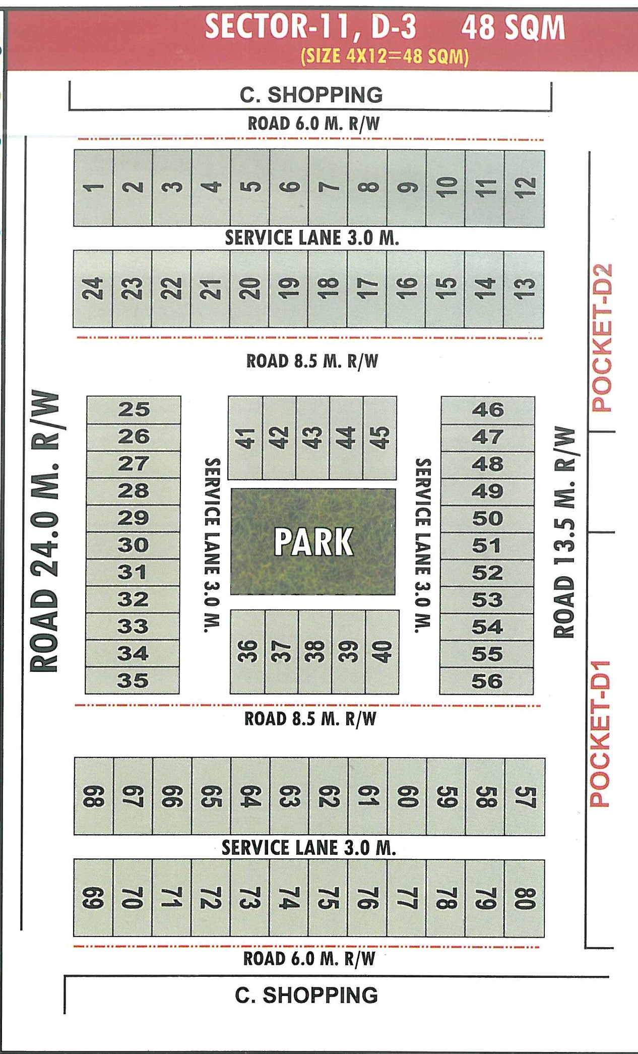 Pocket D3 pocket layout map