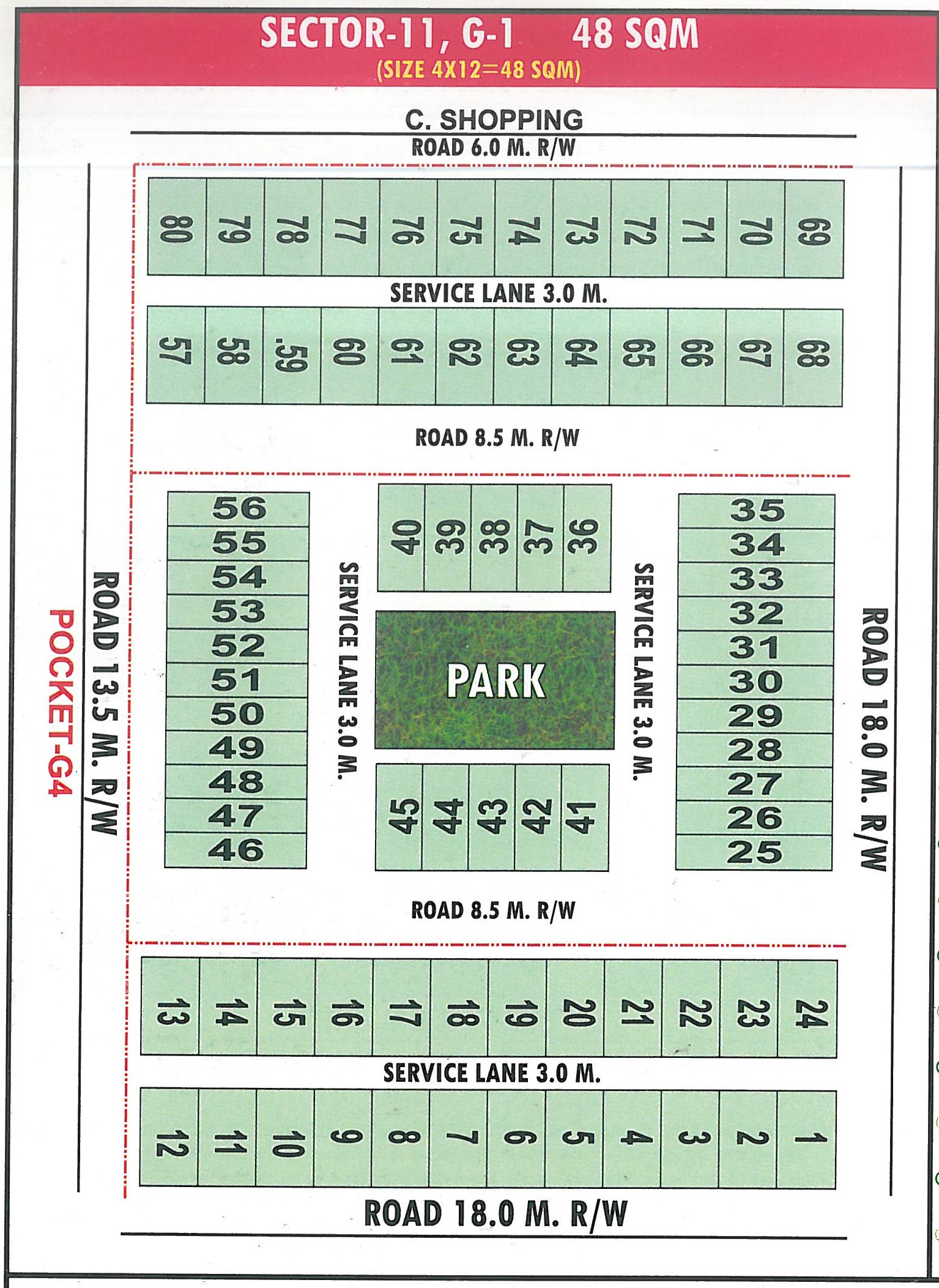 Pocket G1 pocket layout map