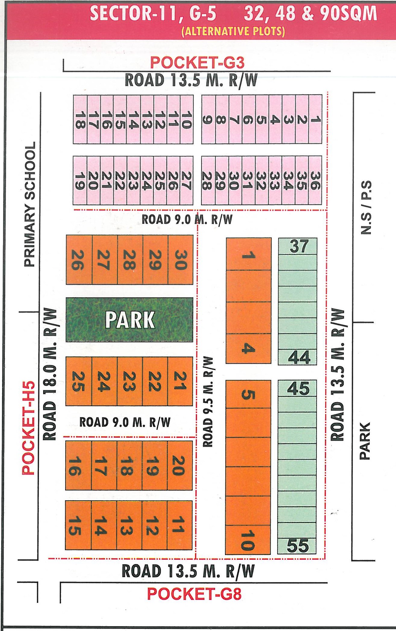 Pocket G5 pocket layout map