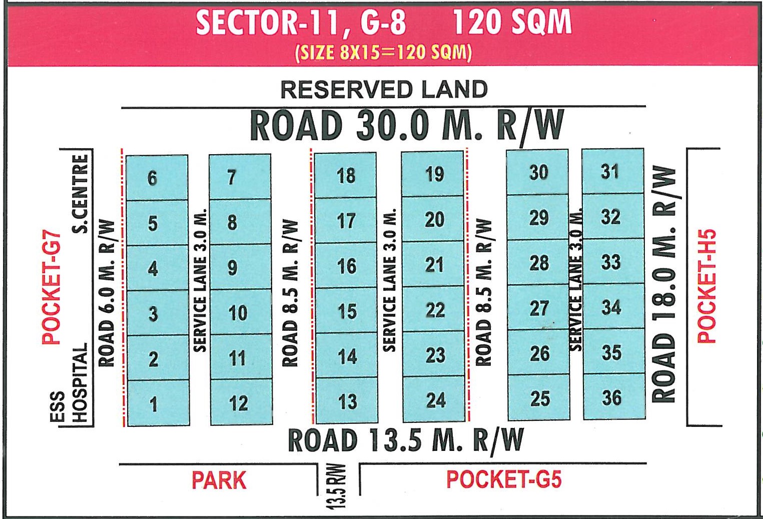 Pocket G8 pocket layout map