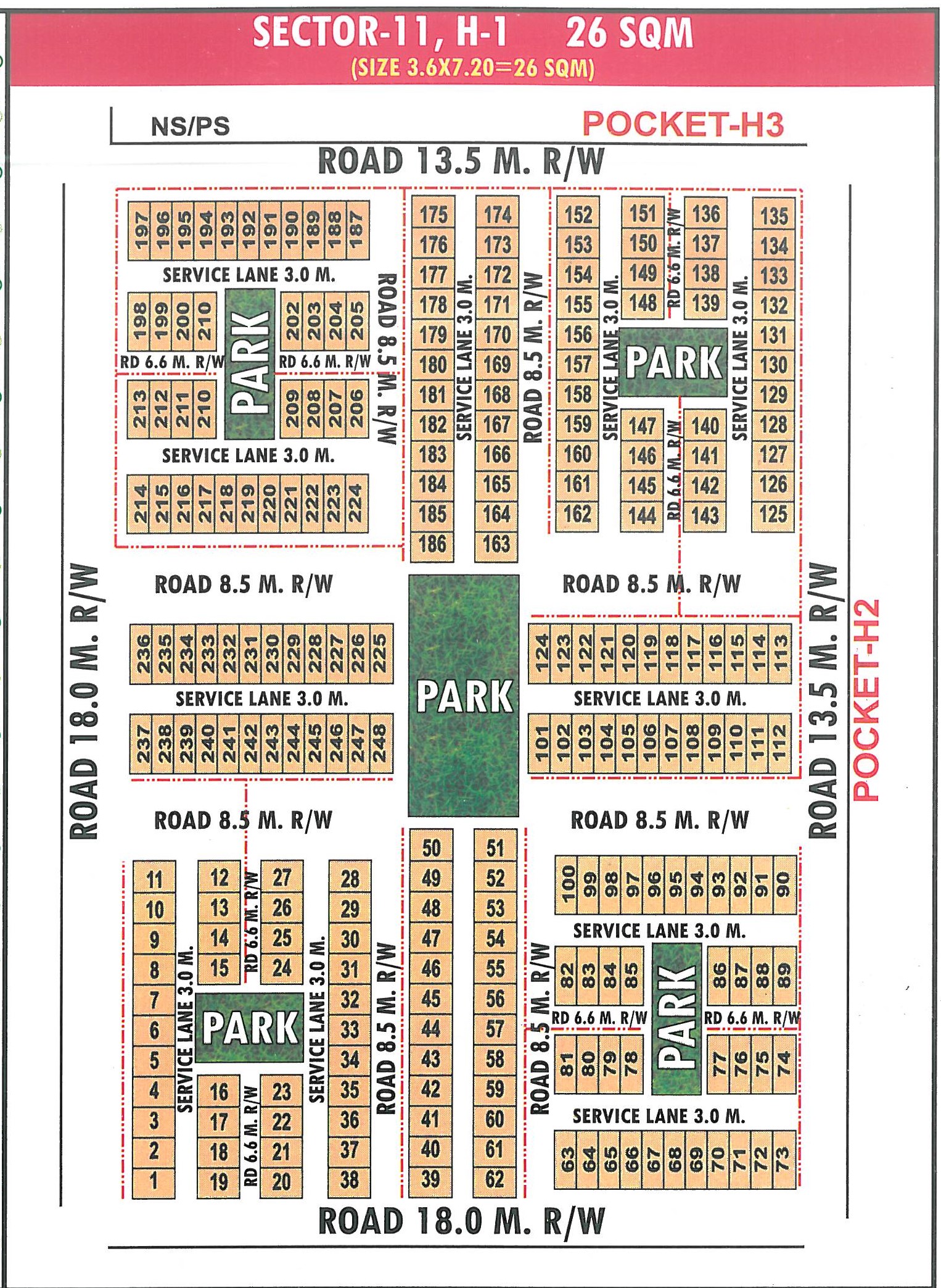 Pocket H1 pocket layout map