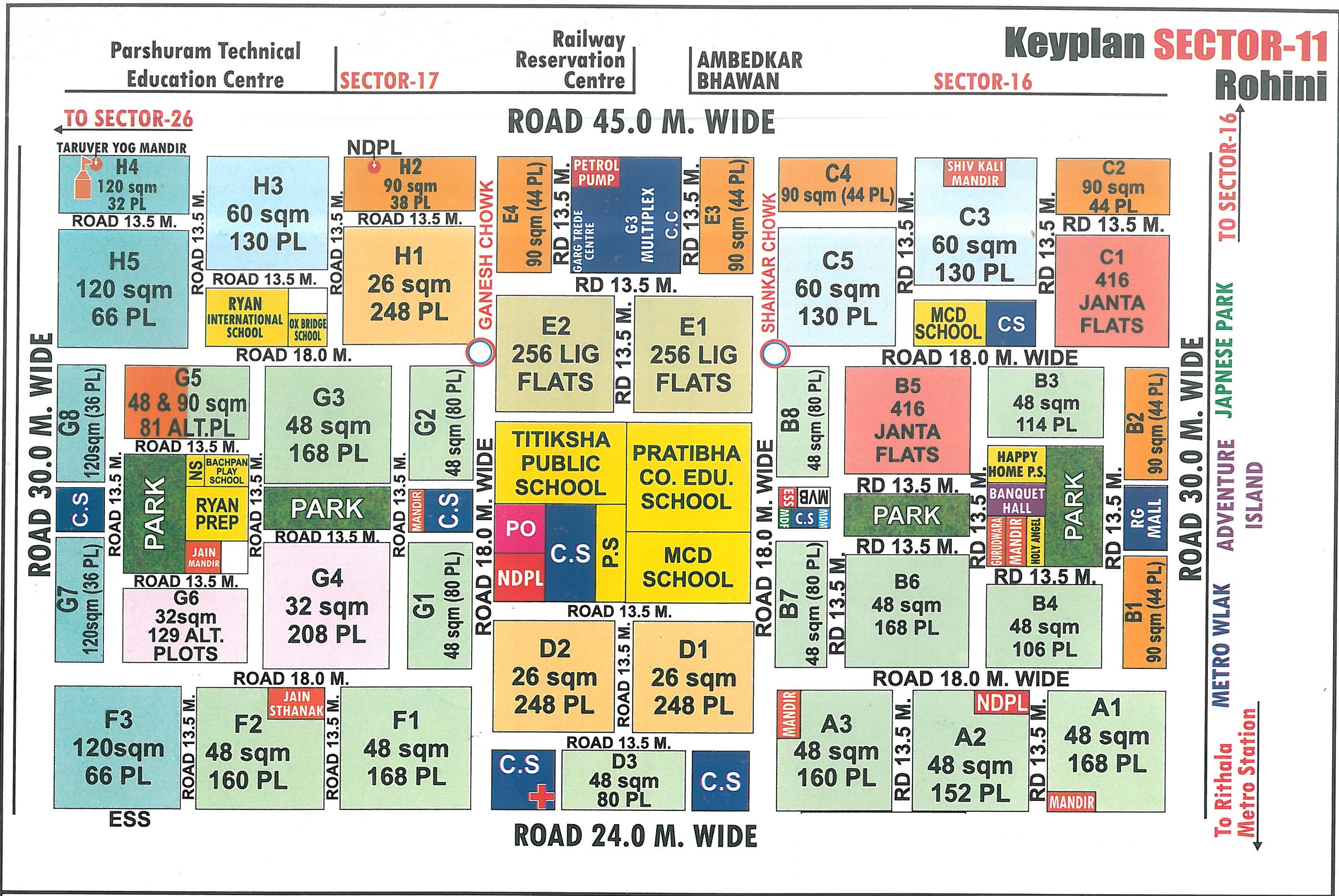Sector 11 Rohini layout map - plot pocket plan