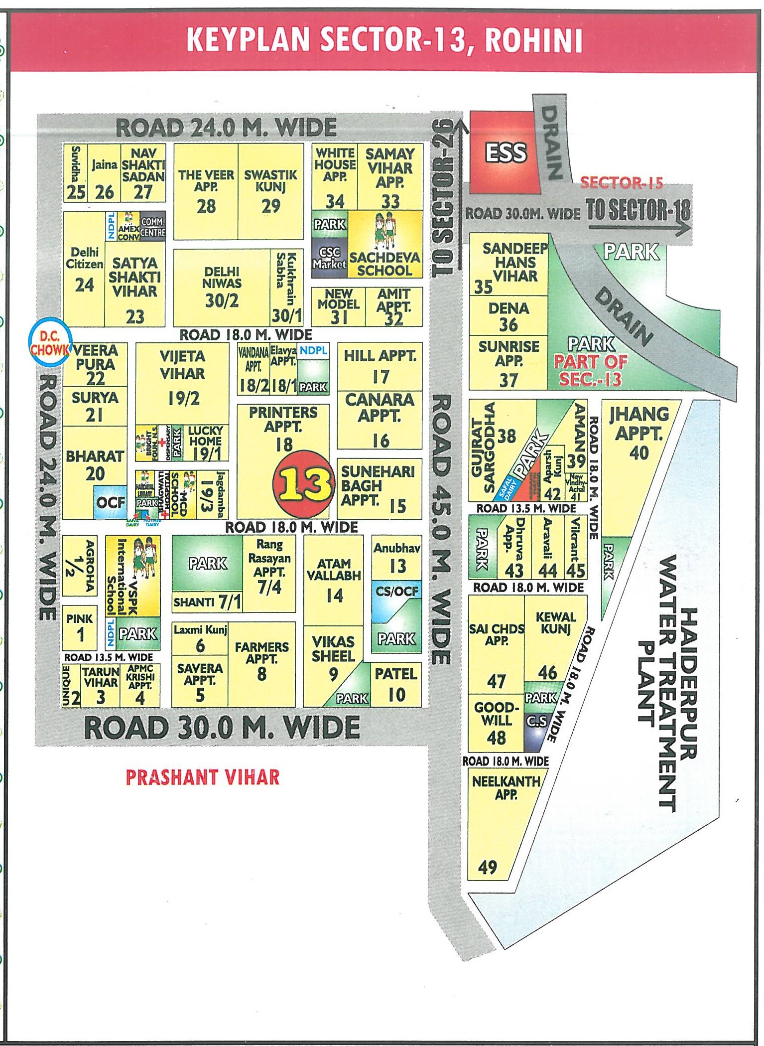 Sector 13 Rohini layout map - plot pocket plan