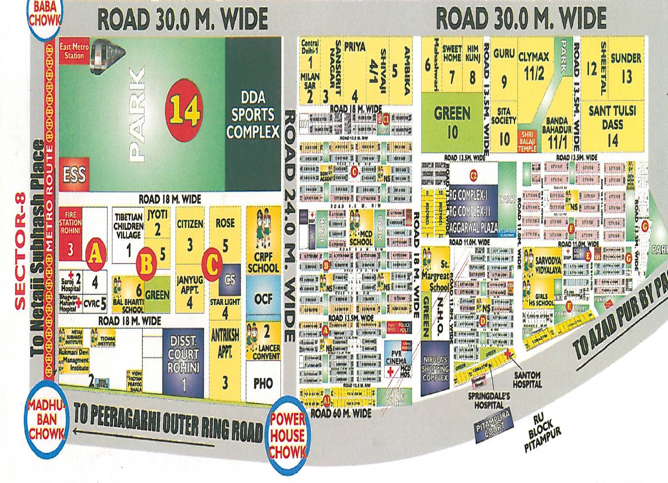 Sector 14 Rohini layout map - plot pocket plan