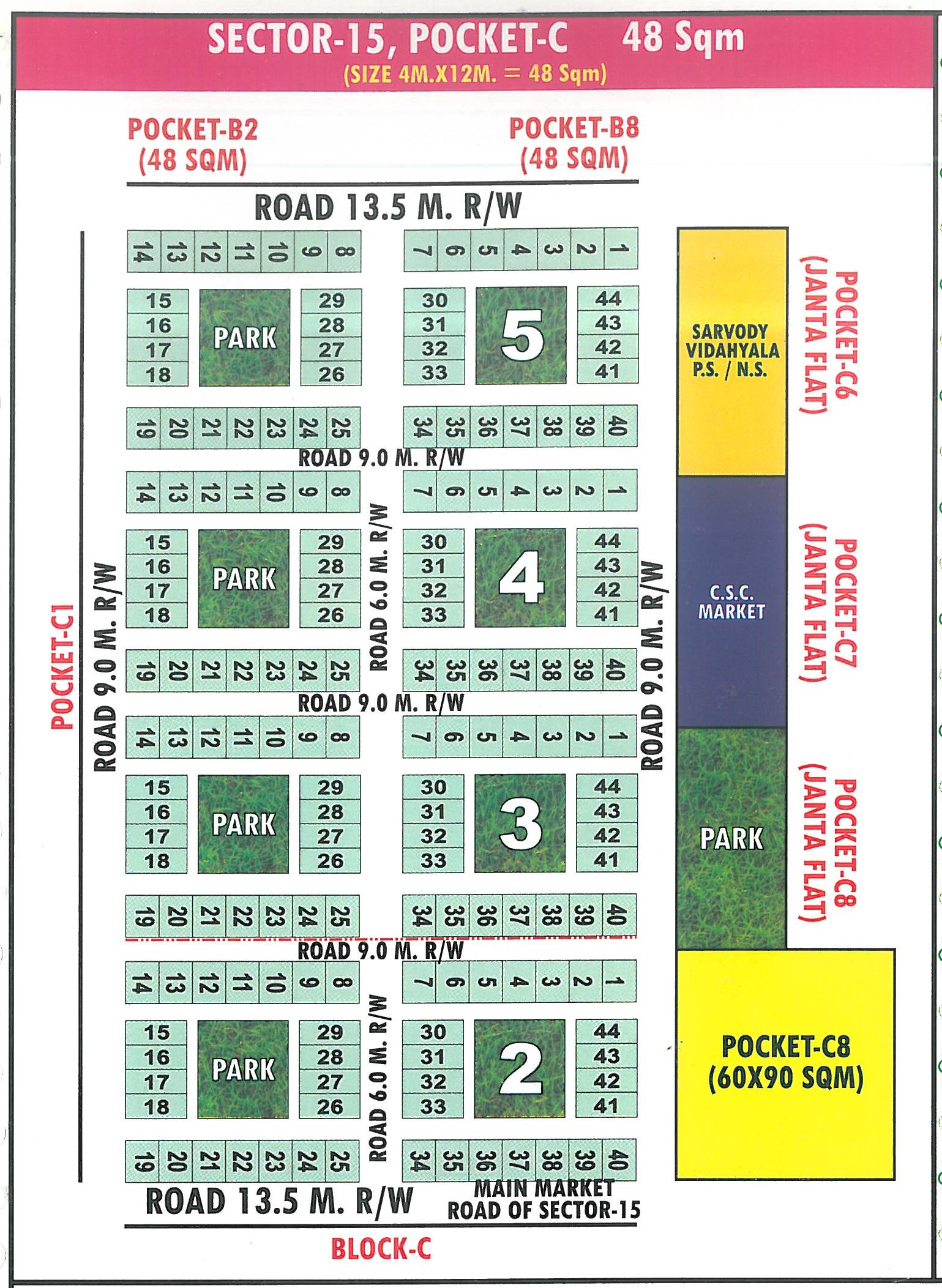Pocket C pocket layout map